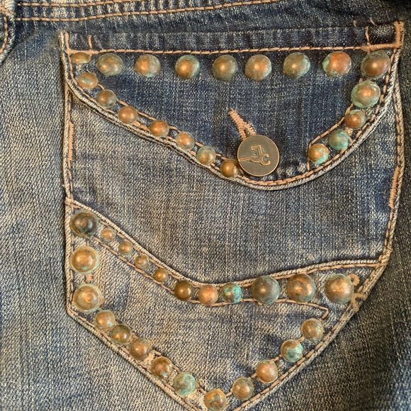 J & Company size 27” acid washed jeans. Patina buttons slight bell bottoms - Picture 2 of 8